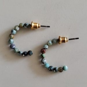 Small Half Hoop Beaded Earrings